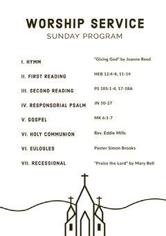 sunday church service program sample|sample church revival program.